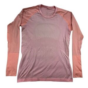 Lululemon Pink Orange Seamless Long Sleeve Athletic Top Women's‎ Size M
